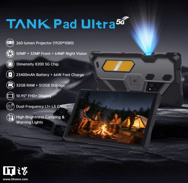 线上股票配资门 8849 推出 Tank Pad Ultra 平板电脑：内置 1080P 投影仪、夜视仪